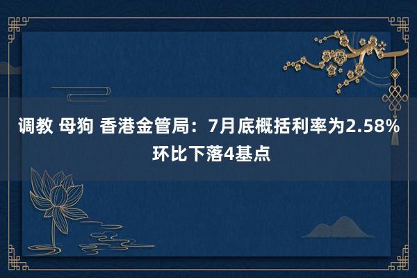 调教 母狗 香港金管局：7月底概括利率为2.58% 环比下落4基点