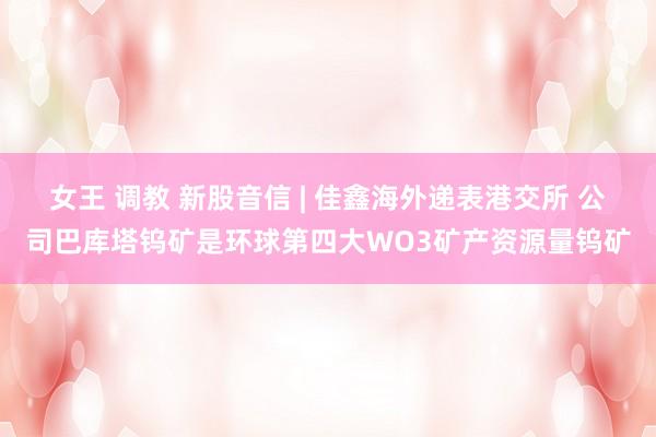 女王 调教 新股音信 | 佳鑫海外递表港交所 公司巴库塔钨矿是环球第四大WO3矿产资源量钨矿