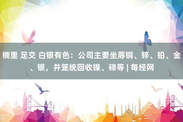 楠里 足交 白银有色：公司主要坐蓐铜、锌、铅、金、银，并笼统回收镍、碲等 | 每经网