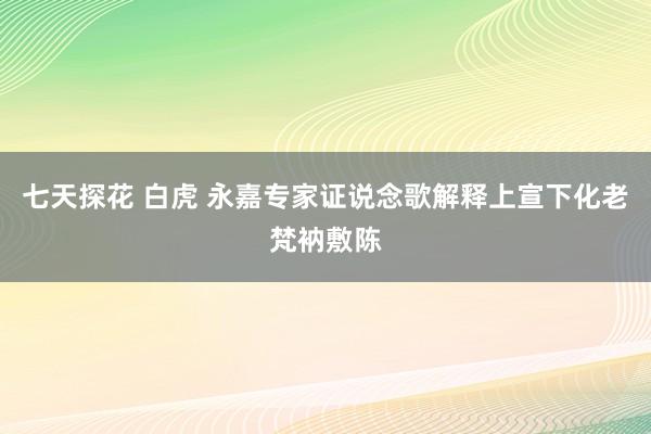 七天探花 白虎 永嘉专家证说念歌解释　上宣下化老梵衲敷陈