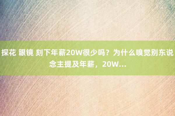 探花 眼镜 刻下年薪20W很少吗？为什么嗅觉别东说念主提及年薪，20W...